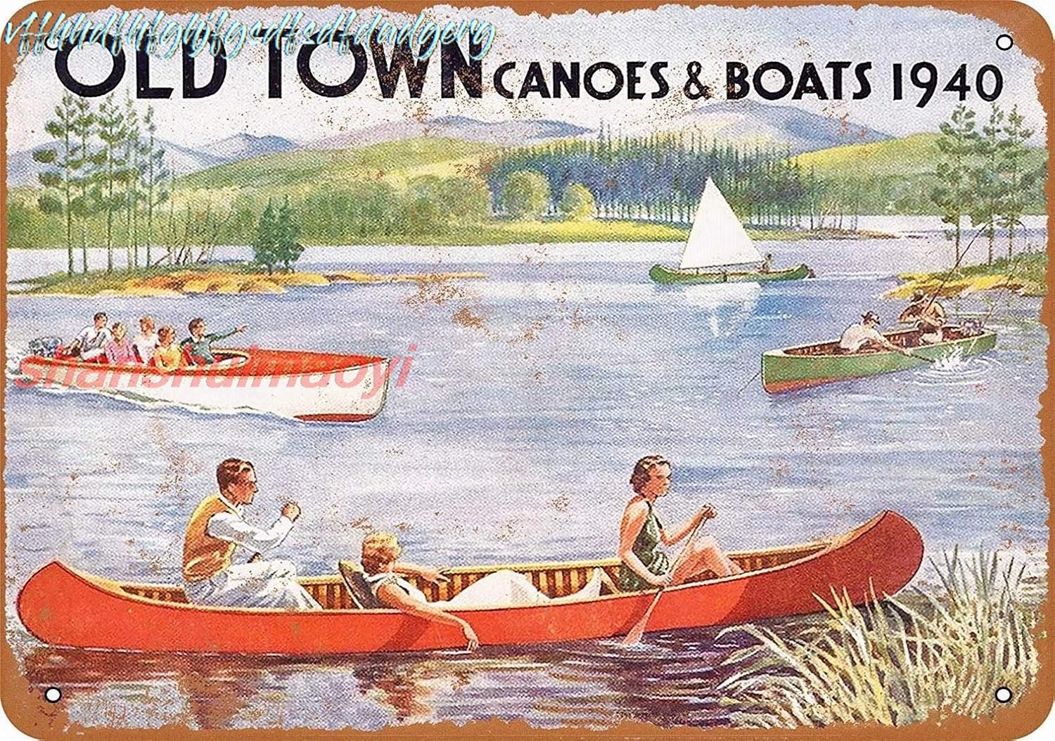 12 x 16 Metal Sign - Old Town Canoes & Boats - Vintage Wall Decor Art HAI sign