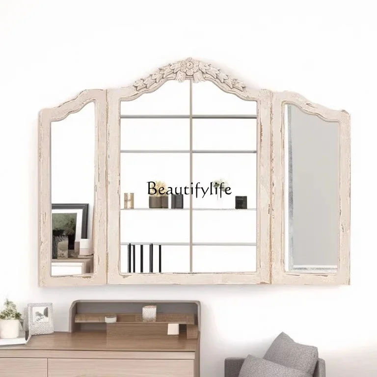

*FG44French retro makeup mirror household dresser folding mirror