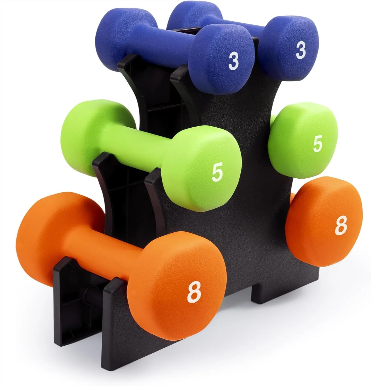 

Neoprene Dumbbell Set 3-8 lbs, Hand Weights for Home Gym Workout, Anti-Roll Design