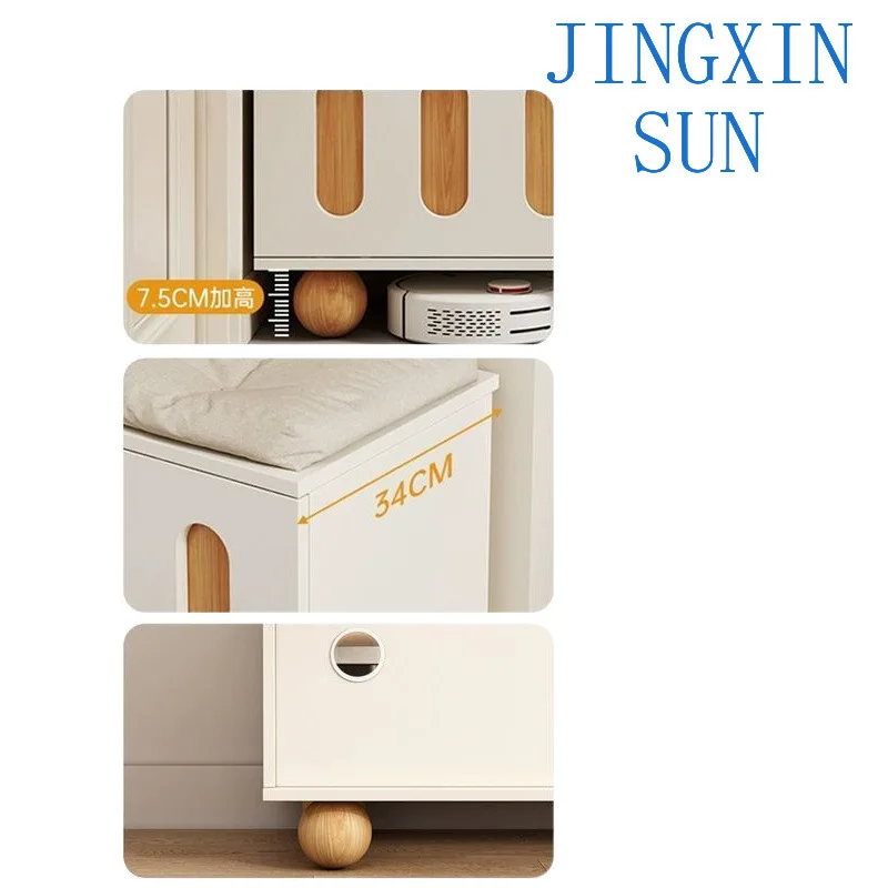 Cream Wind Shoe Change Stool Door Household Entry Shoe Cabinet Seat Stool Integrated Small Apartment Porch Long Strip Door Shoe