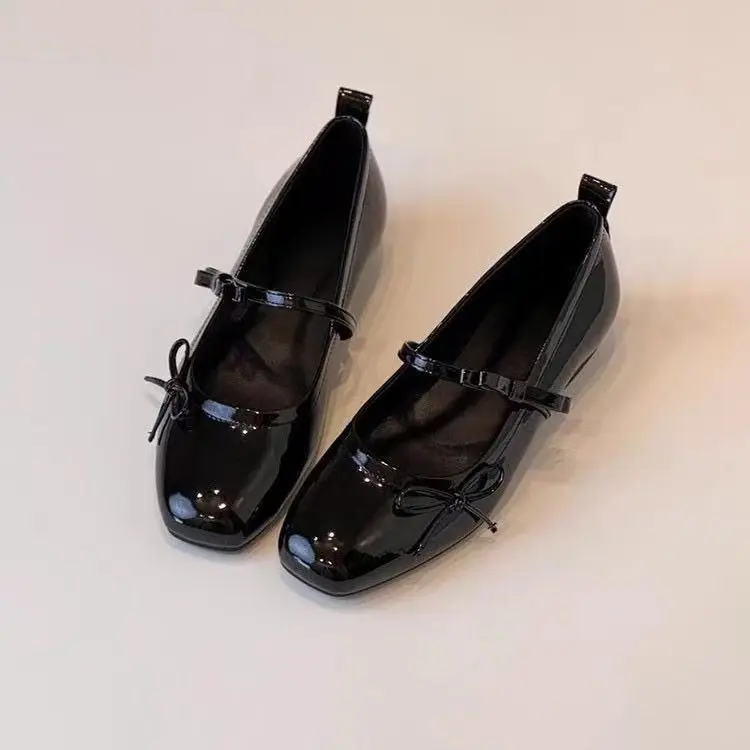

Shiny Leather Ballet Flat Mary Janes Slip-On round Toe Flats Cute Style Fashion Single Shoes Women's New Spring Season Rubber...