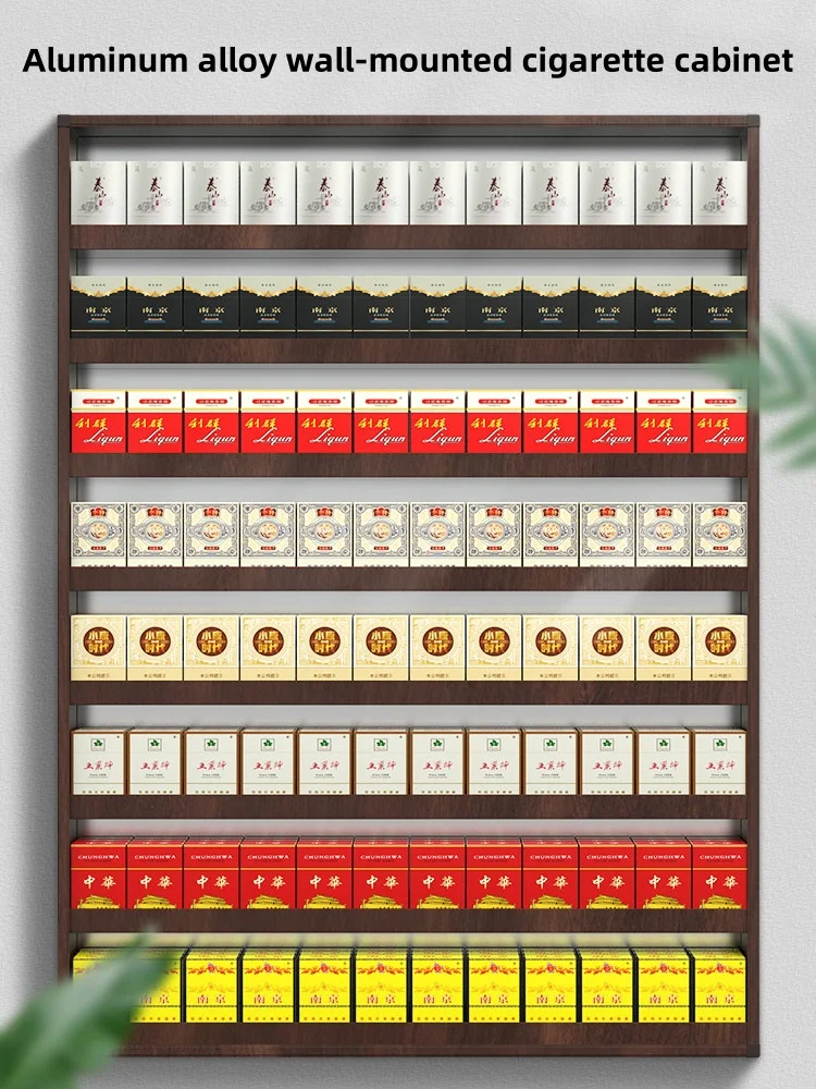 1/3 Pack Aluminium Cigarette Display Cabinet Supermarket Convenience Store Cigarette Cabinet Multi-Layer Multi-rows Wall Mounted