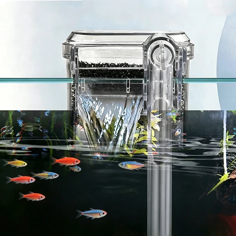 Neuer Aquarium-Hängefilter Mini-Filter für Fischbecken USB-Anschluss 2,5W Durchfluss 250H/L Geeignet für Aquarien unter 30cm