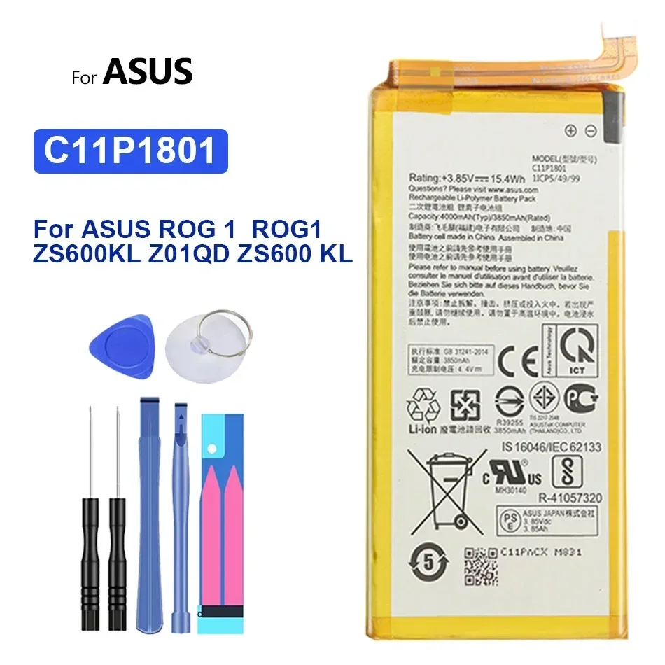 Battery C11P1801 4000Mah For ASUS ROG 1 ROG1 ZS600KL Z01QD ZS600 KL Game Phone Bateria