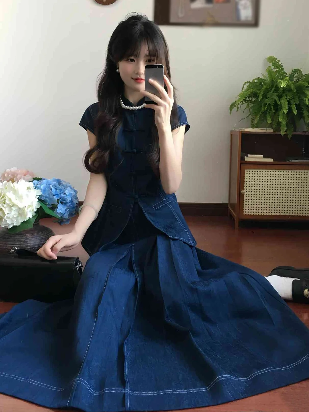 

Новый китайский джинсовый комплект в стиле ретро с воротником-стойкой irt и f, модный комплект из двух предметов, осенняя повседневная одежда для женщин