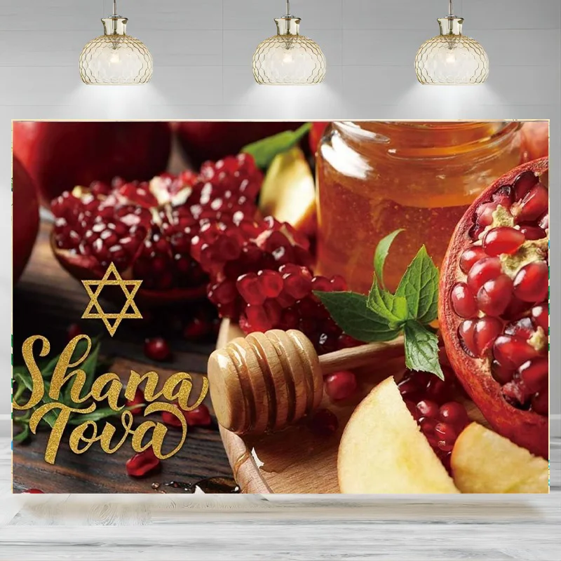 Shana Tova Photo Backdrop Rosh Hashanah Banner Jewish New Year Rosh Hashanah Decoration Photographic Background