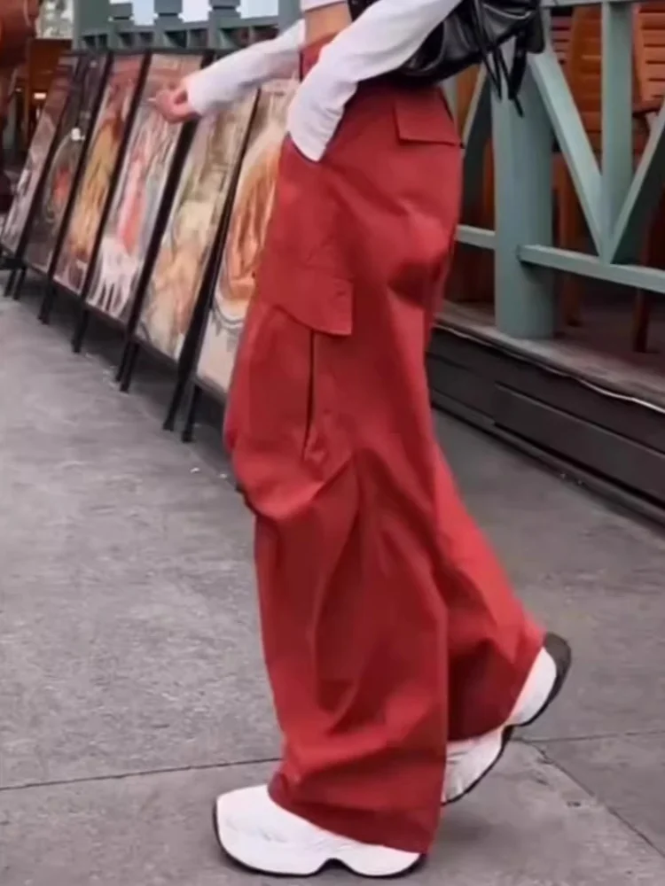 Faionable grote maat Utili-broek met grote kets Retro Amerikaanse dames lente zomer nieuwe Sle hoge taille rechte pijpen...