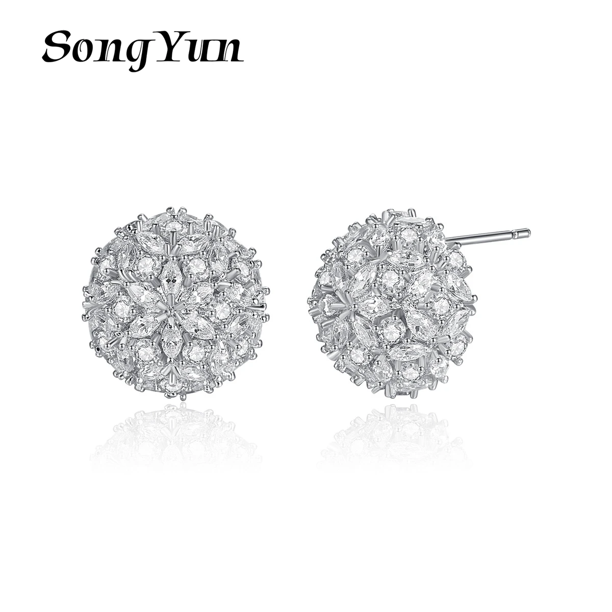 

SongYun Jewelry Manufacturer MHT Spherical Zircon Stud Earrings With Copper Inset Zircon Earrings For Women'S Personality