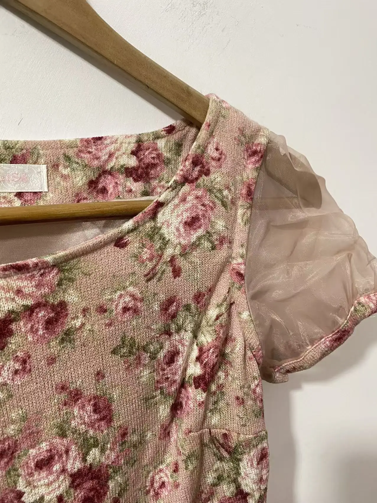 Vendas Japonesas Liz Lisa Floral Impresso Malha Organza Manga Curta Mini Vestidos