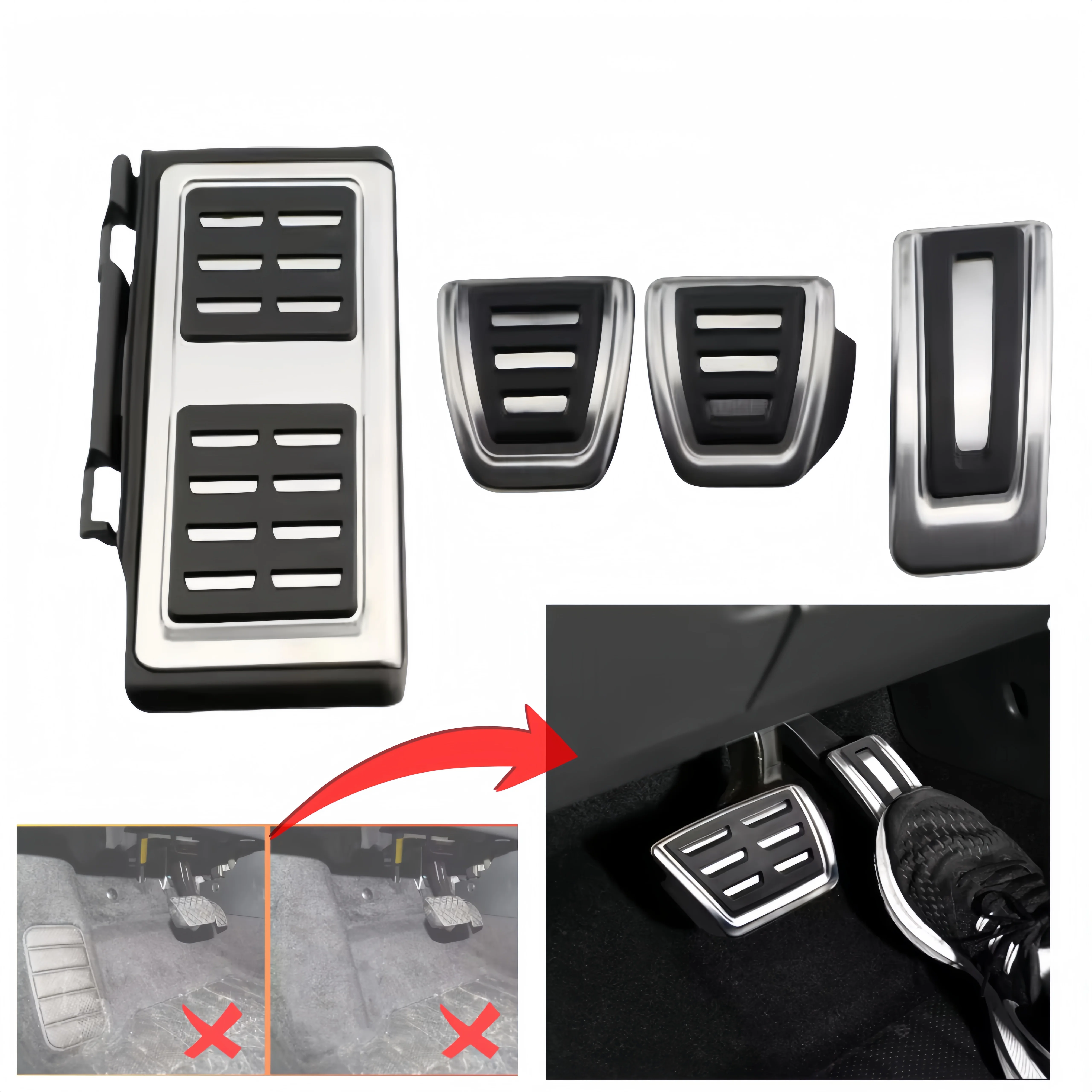 Kit de Capas de Pedais em Aço Inoxidável para Carros VW Golf 7 8 Bora Polo Passat T-Cross Seat Ibiza Leon MT Manua