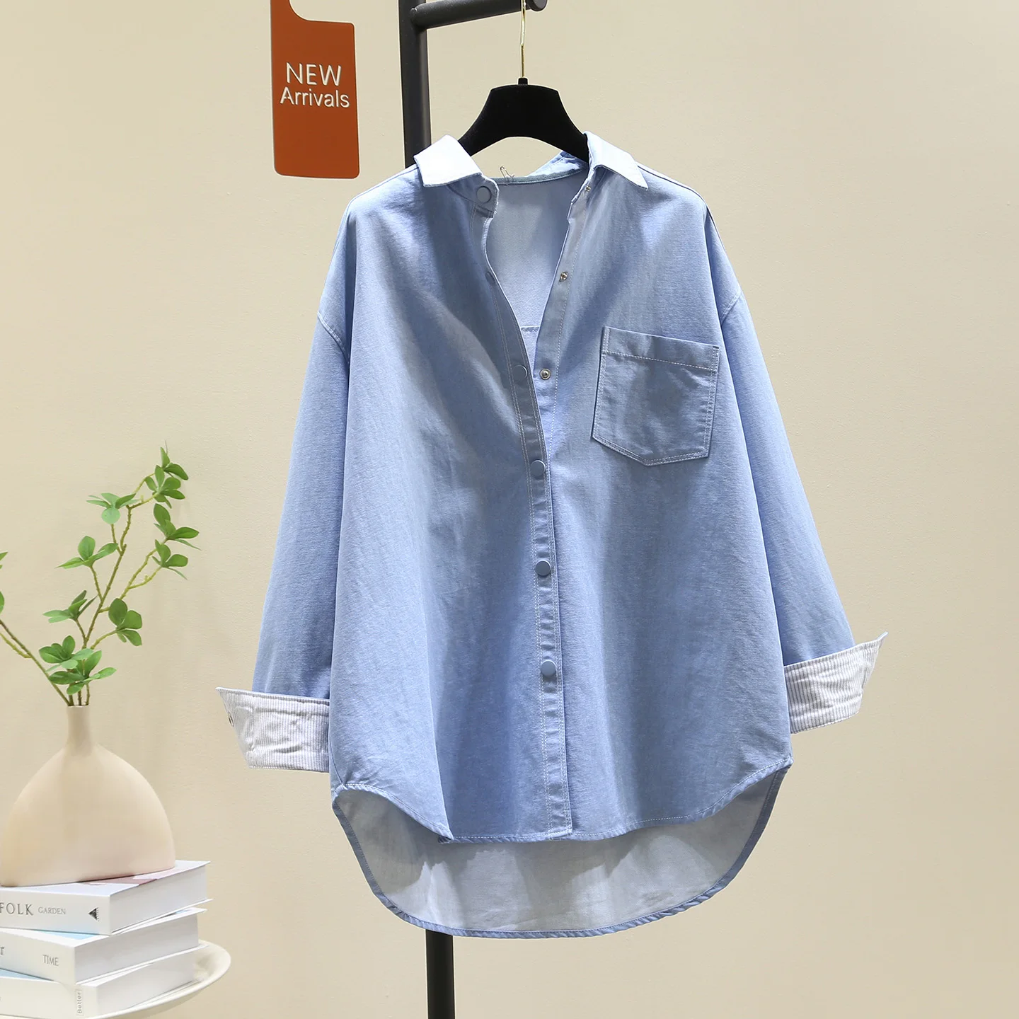 

SuperAen Single-breasted Denim Jacket for Women's 2025 Autumn New Korean Style Loose Long-sleeved Shirts