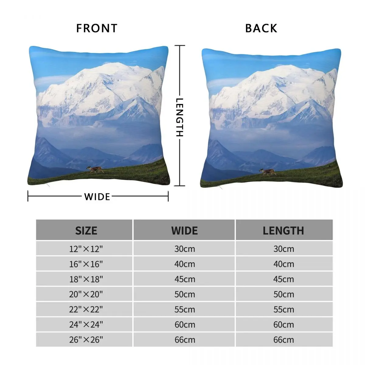 Mount Denali Caribou Alaska Square Pillowcase Polyester Linen Velvet Creative Zip Decor Sofa Cushion Cover