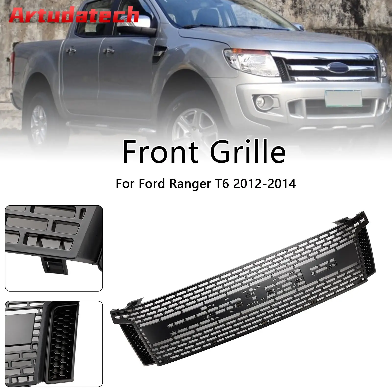 

Artudatech Matt Black Front Bumper Grill Grille Fit Ford Ranger T6 PX1 2012 2013 2014
