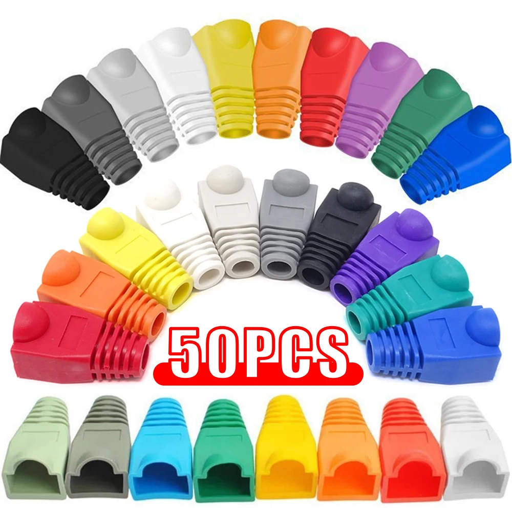 RJ45 Ethernet Cable Connector Plug Cover Cap Cat5 Cat6 Network Cable Strain Relief Boots Protector Protective Sleeve Mixed Color