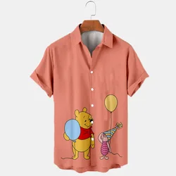 Sommer neue Disney Marke Mickey und Winnie the Pooh Cartoon lässig 3D gedruckt Kurzarm Revers Shirt Slim Fit Herren Top