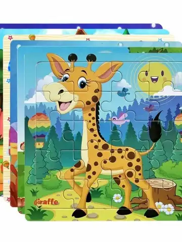 Nouveau 20 pièces en bois 3d Puzzle dessin animé Animal véhicule Puzzle Montessori jouets éducatifs pour enfants bébé 1 2 3 ans