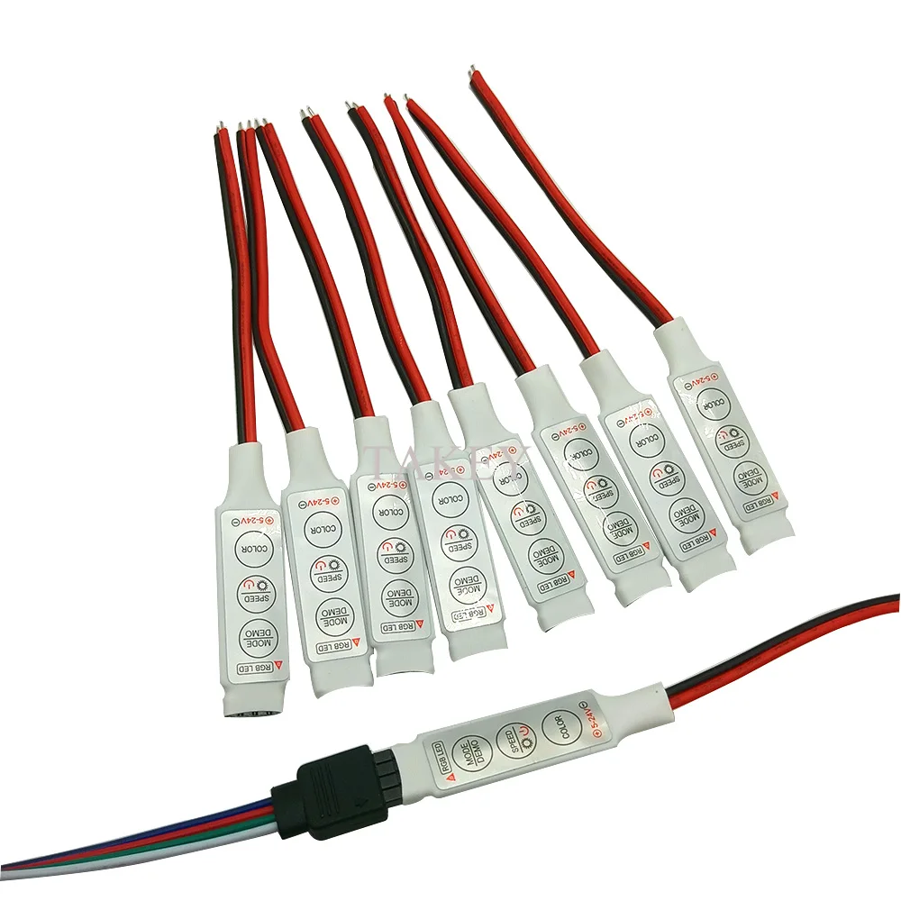 DC 5V-12V-24V 12A 3Keys Mini LED RGB Controller Dimmer Driver For RGB 5050/3528/2835/5730/5630/3014 SMD LED Strip Lights