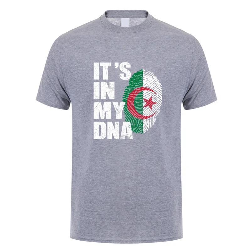 It's In My DNA Algerian Algeria Flag T Shirts Summer Men Cool Cotton Short Sleeve Algeria Teeshirts Gift Man Clothing DY-005