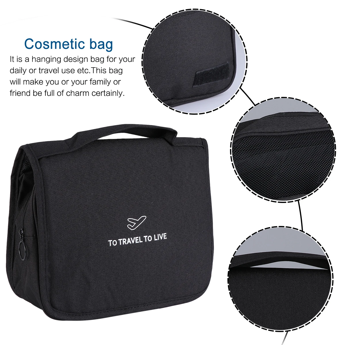 

Large Capacity Wash Bag Lightweight Travel Hanging Shape Fashion Elegant Storage Solution Women Makeup Bag