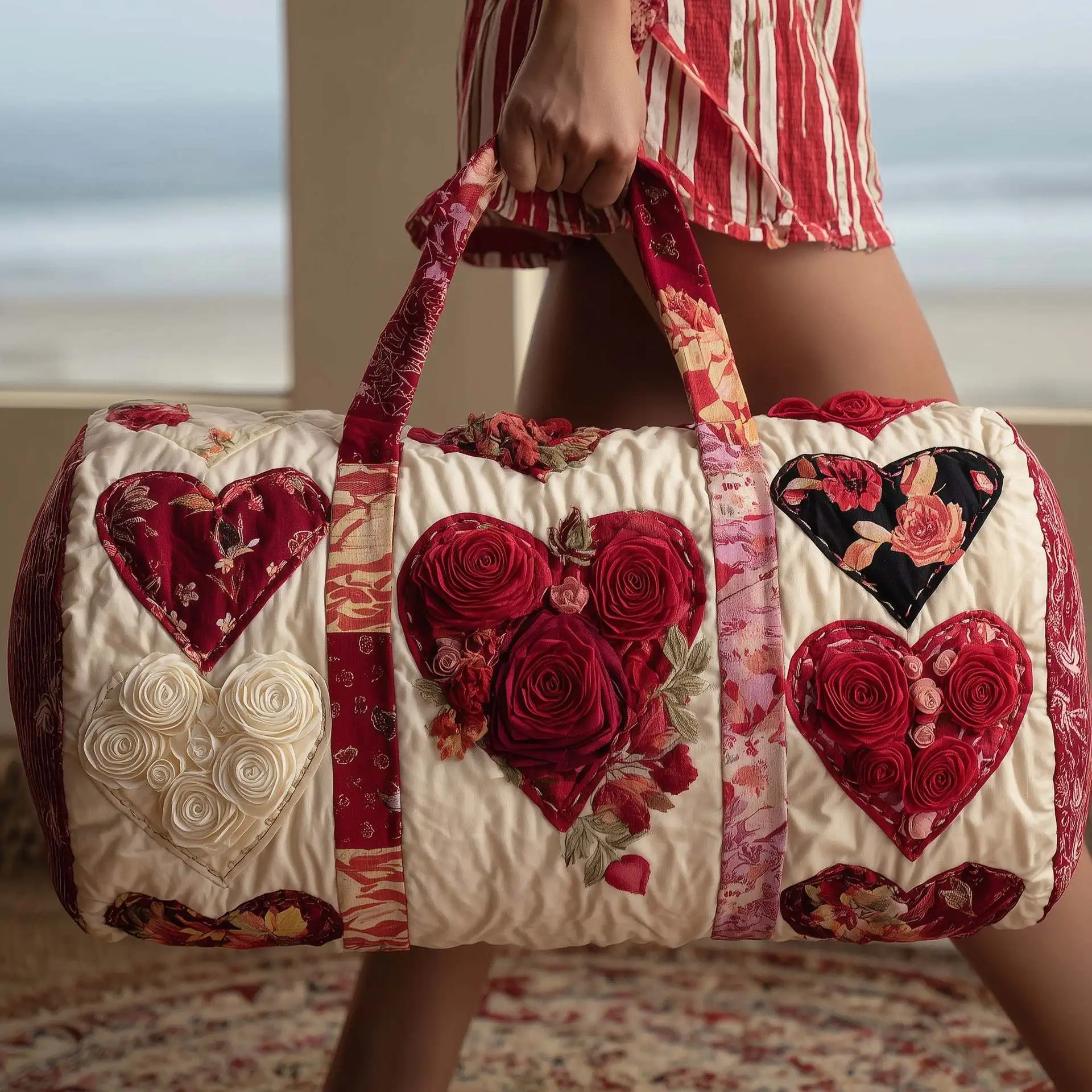 

3D Printed Quilted Bags fashion creative love Gifts Handbag Tote Bag Sport Training Bags Travel Bag Beach Hiking Camping