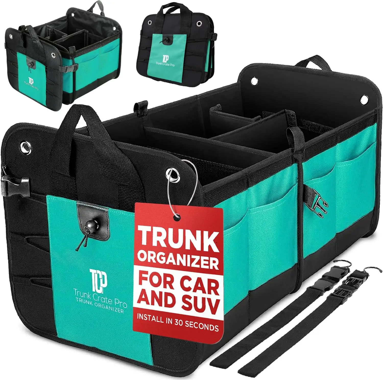 Teal อุปกรณ์เสริมในรถยนต์ Trunk Organizer พรีเมี่ยม Multi Movable ช่องพับรถ Organizer,