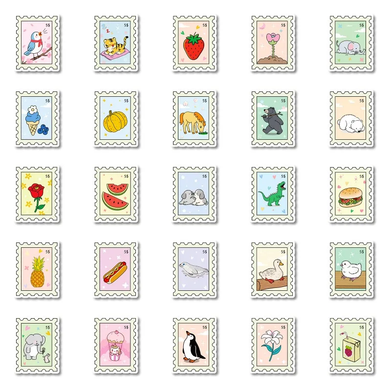 56 ชิ้นการ์ตูนแสตมป์ส่วนบุคคลสร้างสรรค์เส้นขยุกขยิกสติกเกอร์ตกแต่ง