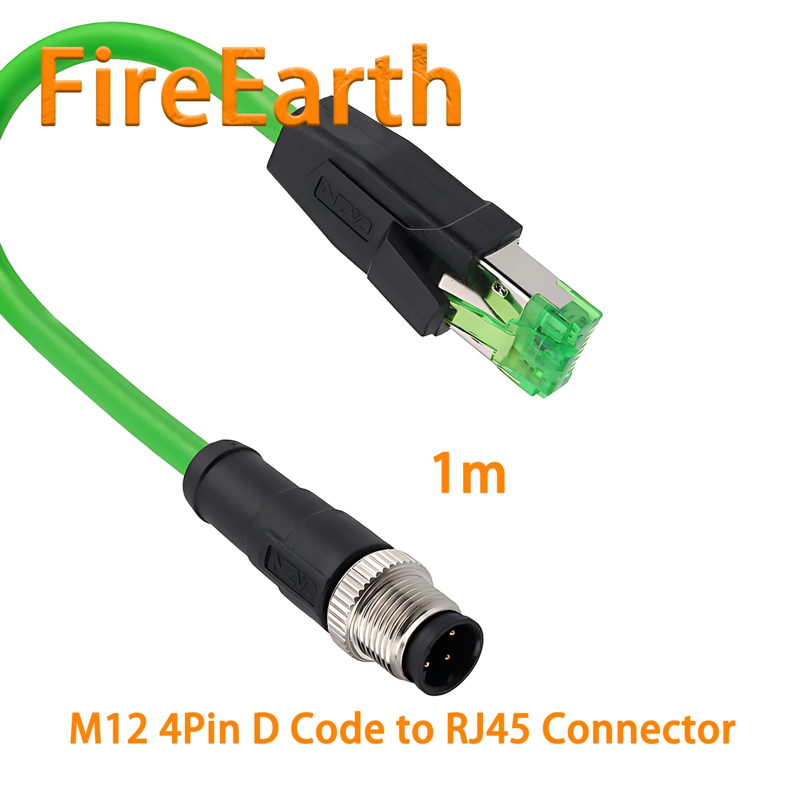 

Industrial M12 to RJ45 EtherCAT Protocol Ethernet Connector,4pin D Code Male to Male Straight Plug for Automation Systems,1m