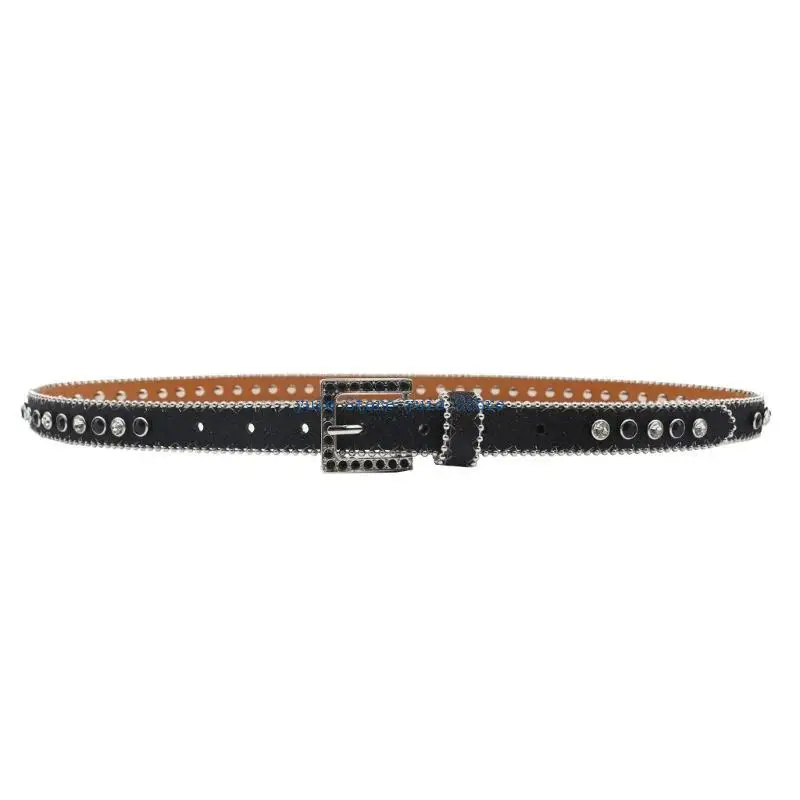 

X7XB Blingbling Rhinestones Waist Belt for Street Dance Punk Jean Halloween Wear