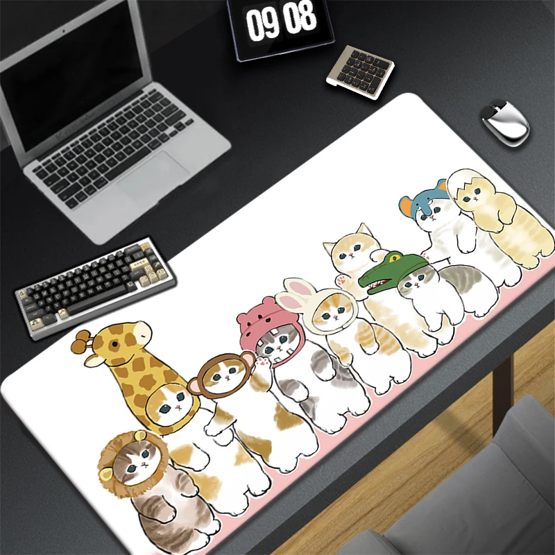 Large Anime Mouse Pad Pink Cute Cat Gaming Accessories Kawaii Office Computer Keyboard Mousepad 400x900 PC Gamer Laptop Desk Mat