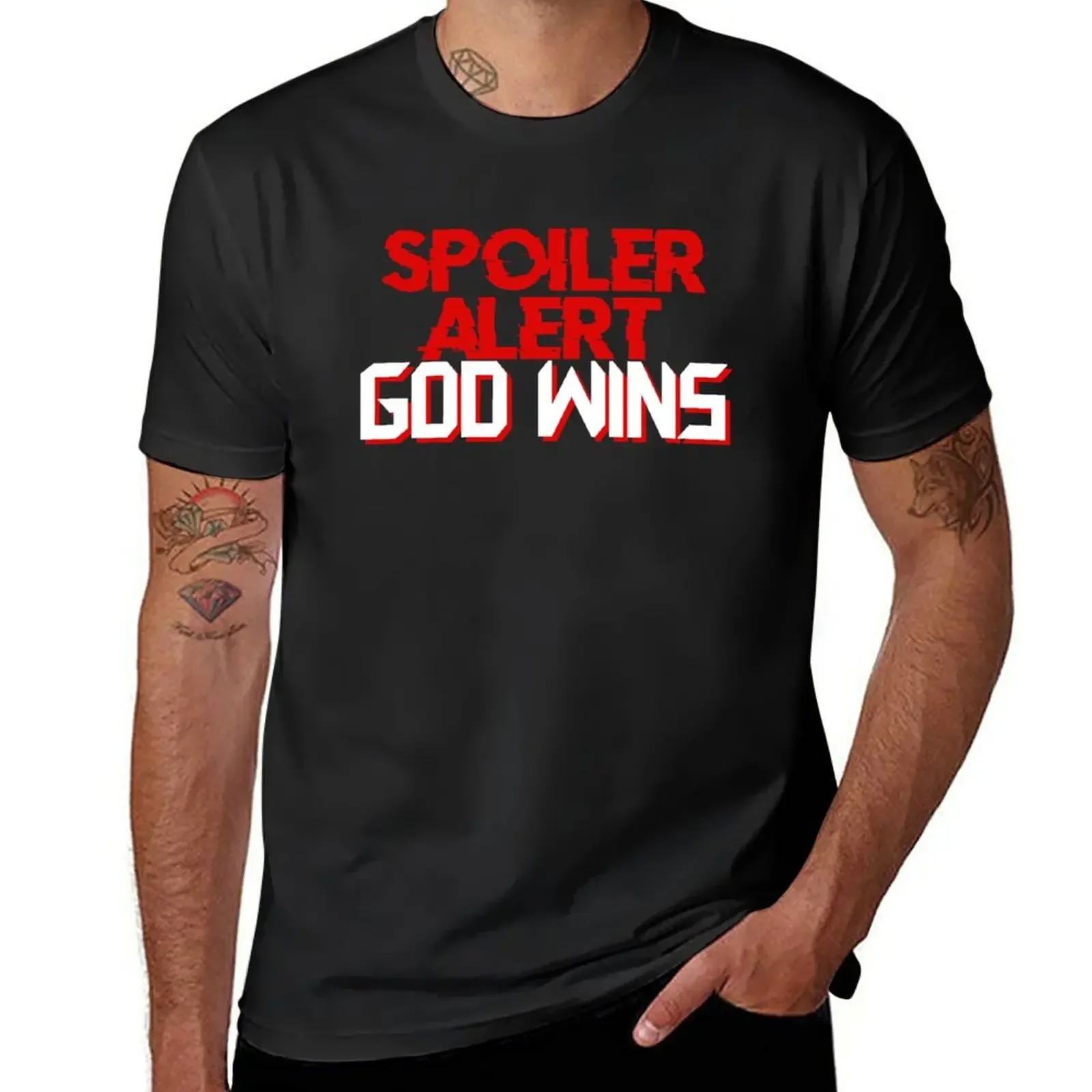 Spoiler God Wins. Spoiler Alert God Wins T-Shirt oversized graphic tee heavyweights mens t shirts