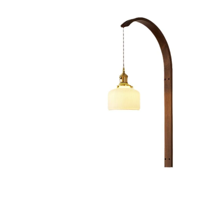 

Retro Japanese-style wabi-sabi wind retro walnut lamp B & B living room background wall bedroom antique bedside wall lam p