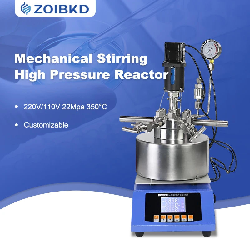 ZOIBKD 50-1000ml 22Mpa 350℃ Desktop Mechanical Stirring High-Pressure Reactor Autoclave 110V/220V