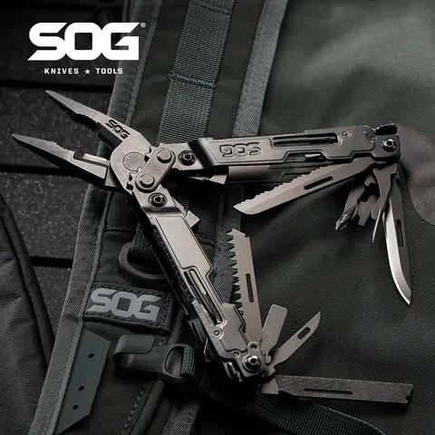 SOG PowerAccess Deluxe 21 in 1 Professional Multitool Pliers w/ Sheath, Knife, Portable EDC Tools Kit, Survival Camping Supplies