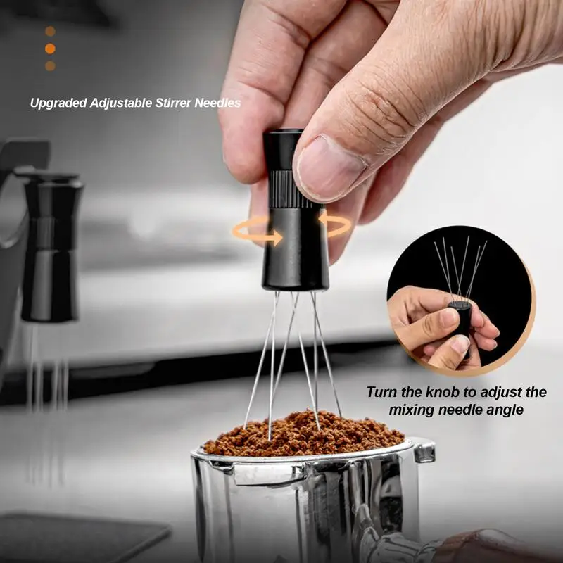 Espresso Distribution Tool Magnetic Coffee Needle Stirrer Adjustable Espresso Needle Distributor Espresso Tamper Tool With