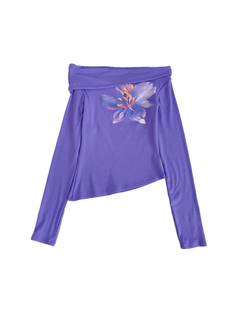 

Женский трикотажный топ Forever 2 Sexy с принтом на плечах, длинный рукав, асимметричный крой, для повседневной носки, осенний сезон, большие размеры...