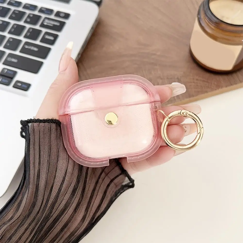 Casing Earphone Apple Airpods4, penutup pelindung terpisah dengan kait TPU transparan Anti jatuh tahan debu Non selip generasi ke-4