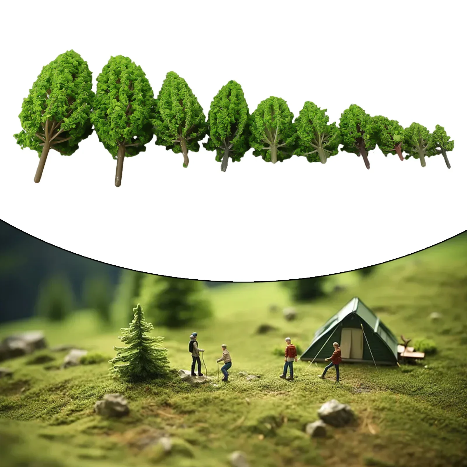 10 Uds. De árboles modelo de pino de 4,8-16CM para tren, ferrocarril, Diorama, juego de guerra, paisaje, modelo arquitectónico, paisaje Diorama