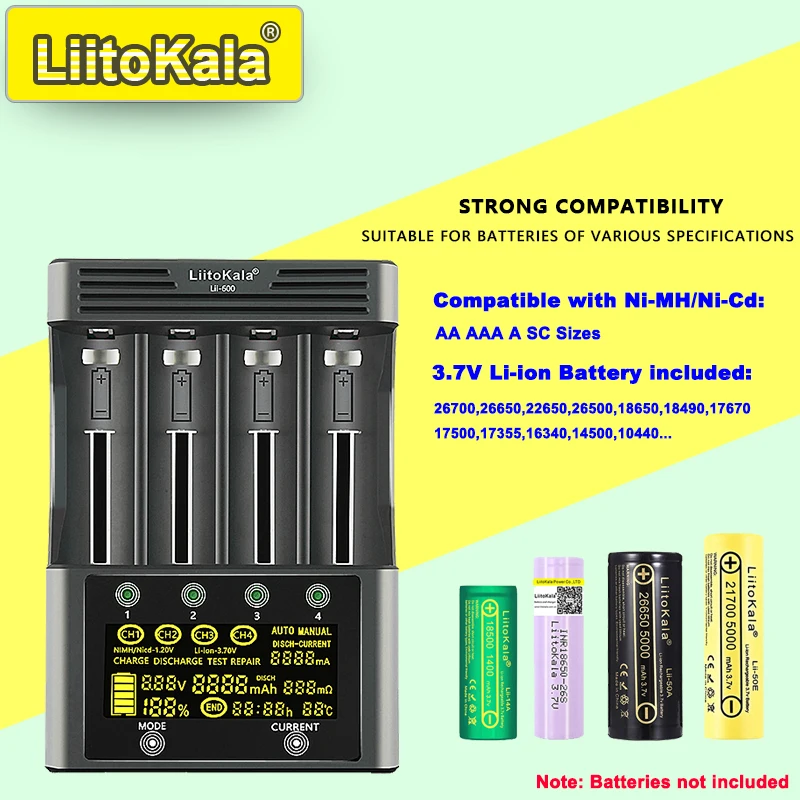 18650/21700/26650/AA/AAA/Ni-MH/Li-ion용 LiitoKala L... - 5