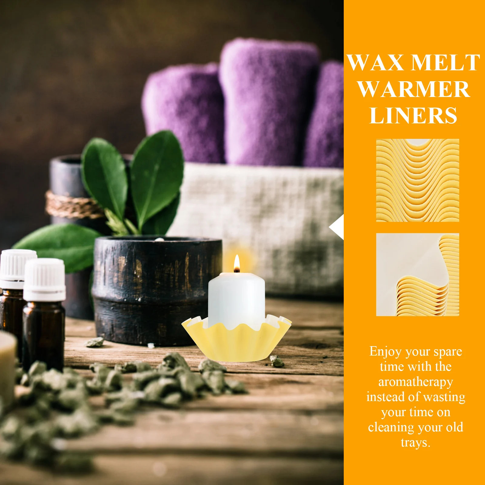 

50 Pcs Heating Aromatherapy Tray Wax Melt Warmer Liners Paper Accessories Yellow Pet Coated