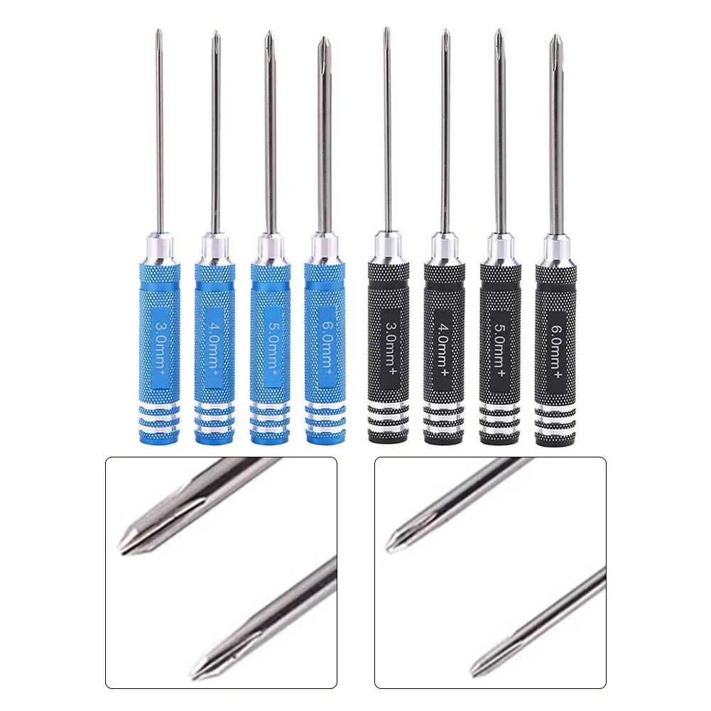 4pcs Cross Screwdriver 3/4/5/6mm Non-slip Aluminum Alloy Handle Precision Screwdriver Wrench Tool Kit For RC Helicopter Tools