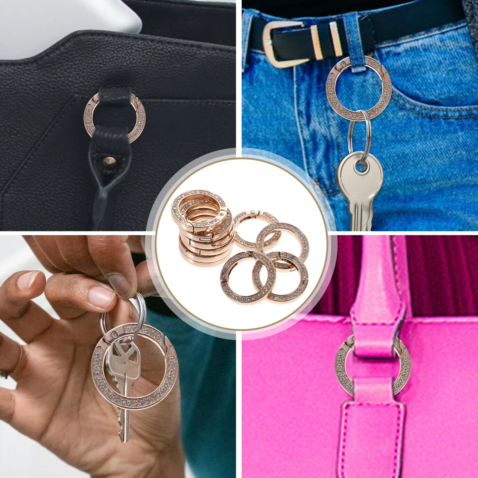 

10pcs Key Ring Buckles Metal Alloy Lightweight Durable Reusable Crafting Purse Backpack Dog Collar Luggage Straps Accessories
