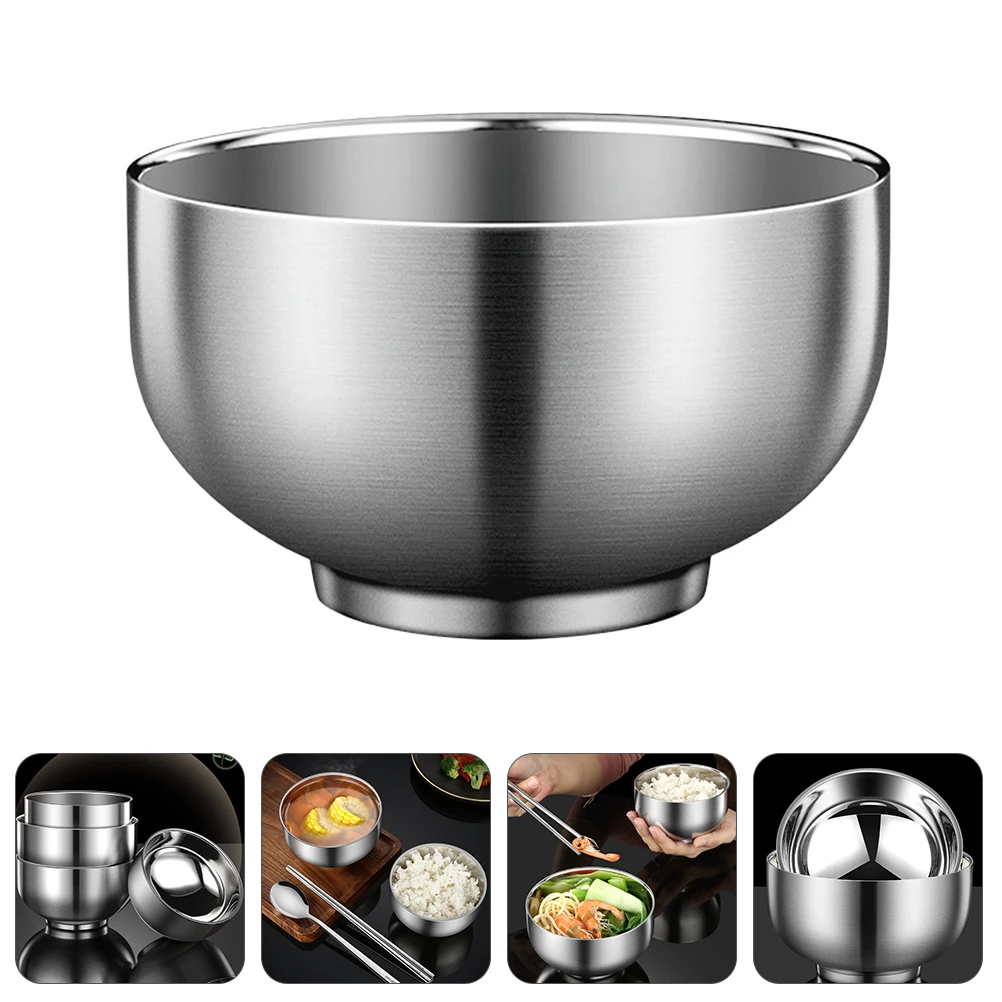 

Stainless Steel Bowl Kitchen Food Serving Salad Microwave Rice Practical Easy Clean Kitchen Supplies