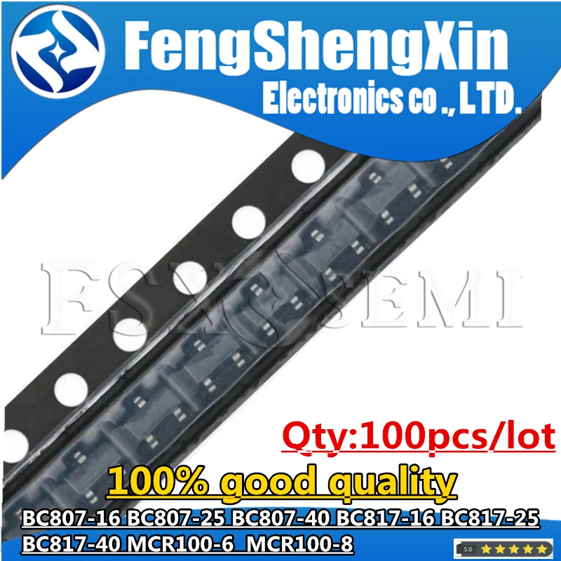 100pcs BC807-16 5A BC807-25 5B BC807-40 5C BC817-16 6A BC817-40 6C MCR100-6 100-6 MCR100-8 100-8 BC817-25 6B SOT-23 TRANSISTOR