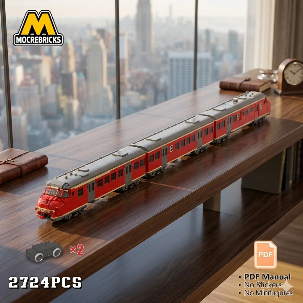 

City Train Railway Carriage Building Blocks 8-Wide MOC Classic Silver Passenger Wagon Bricks DIY Vehicle Model Toys for Children