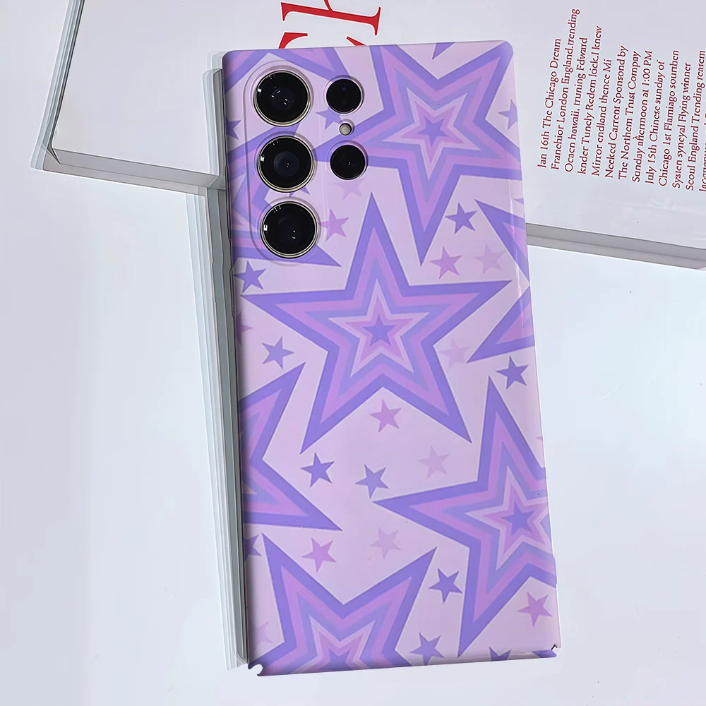 Lilac Star Phone Case for Samsung Galaxy S26 S25 S24 S23 Ultra Plus Luxury Double-layer anti-fall Back Cover