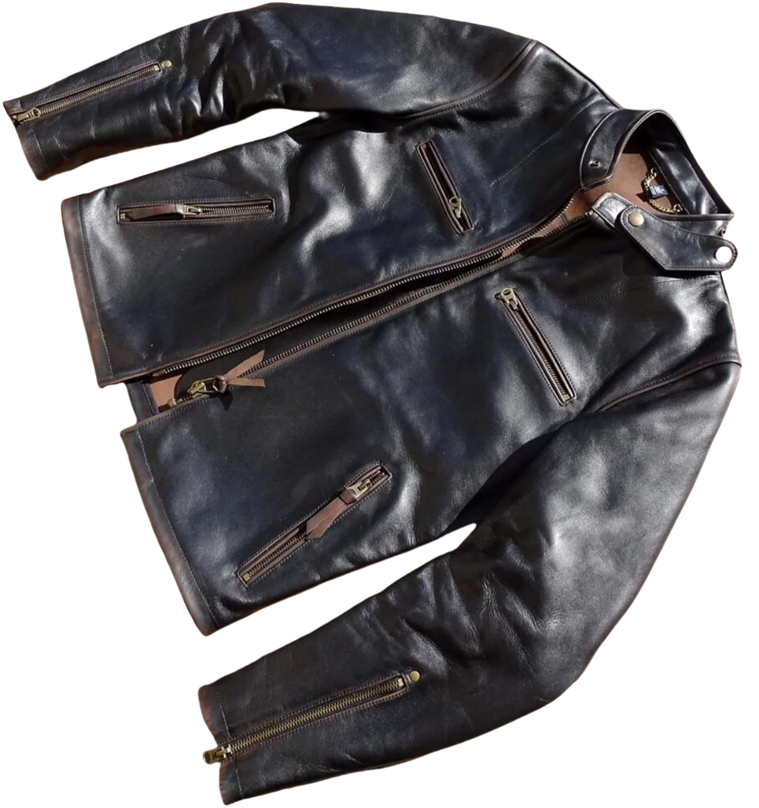 Men's Slim-Fit Genuine Leather Jacket (J100 Style) with Unlined Design, First-Layer Tea-Core Pony Leather, and Detachable Collar