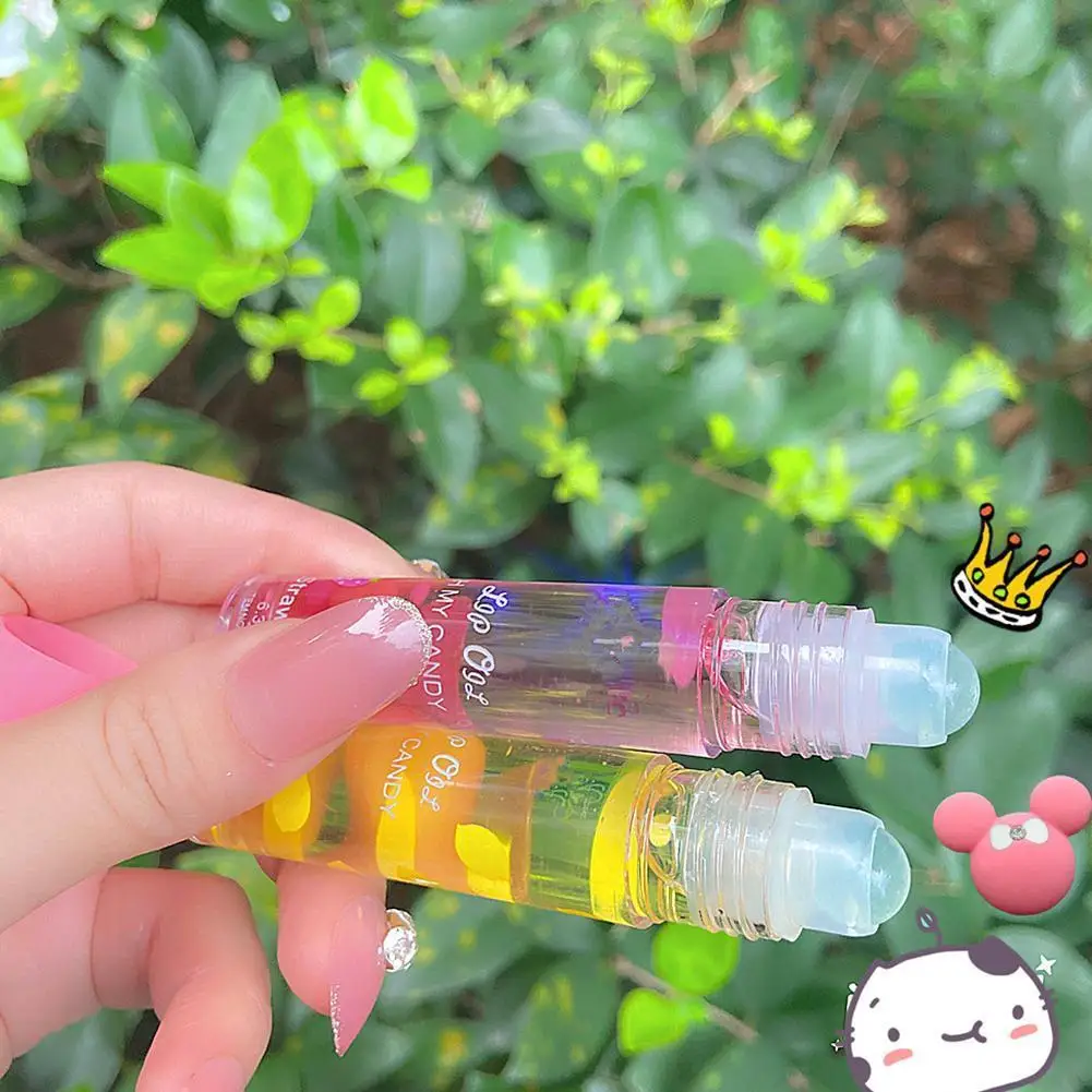 6 Color Random Roll-On Fruit Oil Lip Balm Lip Gloss Lasting Transparent Oil Lip Long Moisturizing Hydrating Cosmetics Lip M H8P1