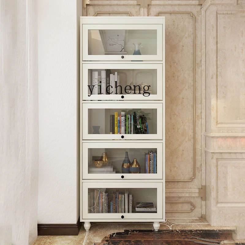 Tqh Bookcase Shelf Bookshelf Floor Bookcase with Lockers with Glass Door