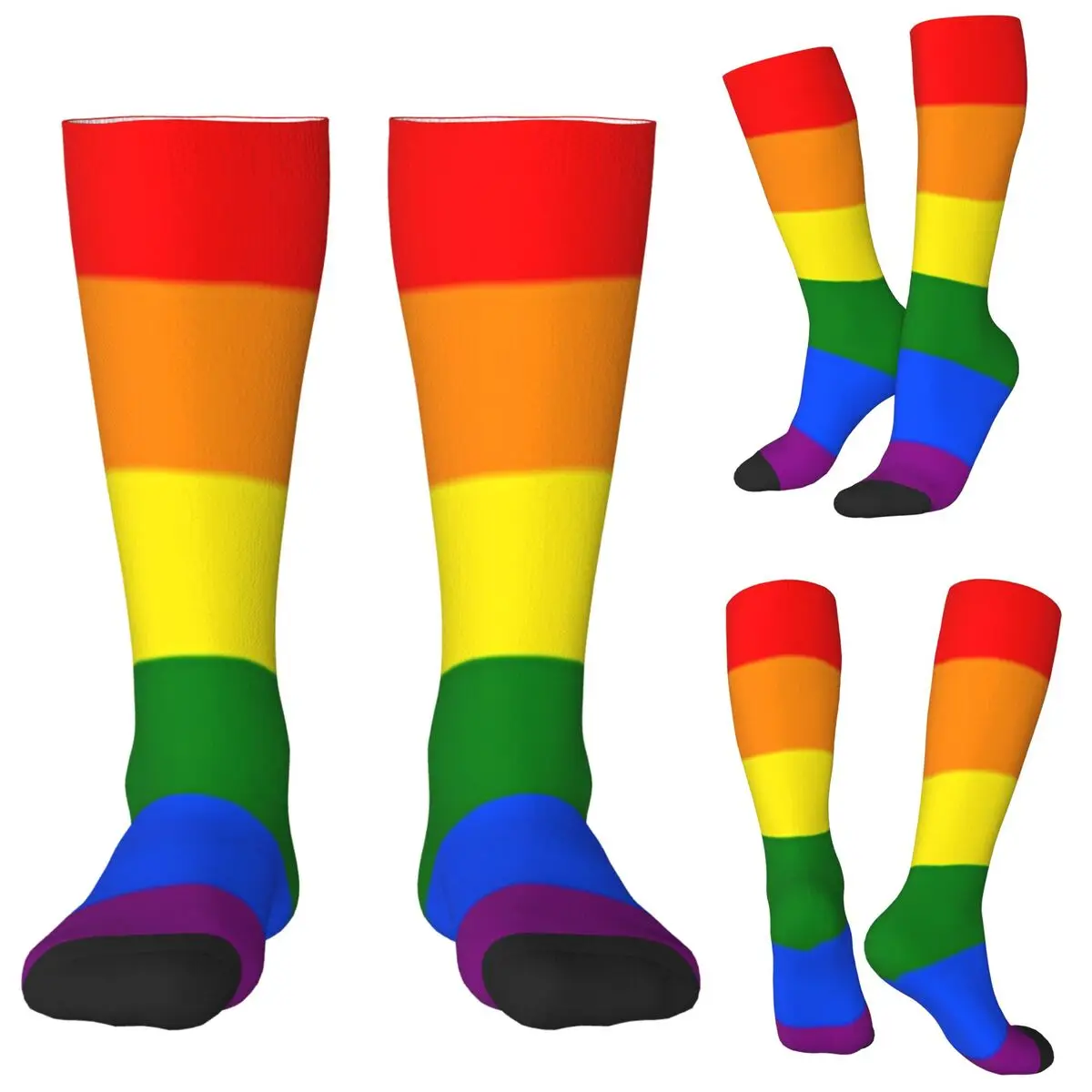 

Носки с радужным флагом в стиле бохо ЛГБТ гордость Яой, чулки в стиле Харадзюку, всесезонные длинные носки, аксессуары для мужчин и женщин, подарок на день рождения