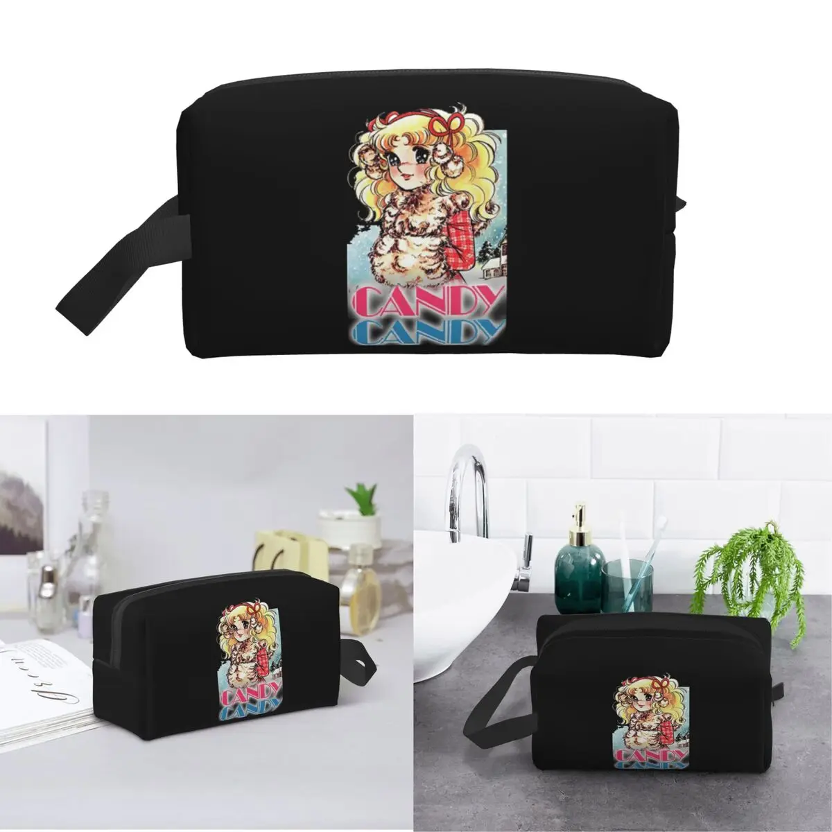CANDY CANDY Makeup Bag Cosmetic Organizer Storage Dopp Kit Toiletry Cosmetic Bag for Women Beauty Travel